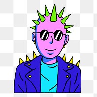 Png neon punk character illustration, transparent background
