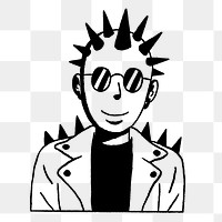 Png punk character  illustration, transparent background