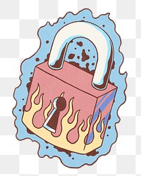 Png retro padlock  illustration, transparent background