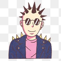 Png punk character  illustration, transparent background