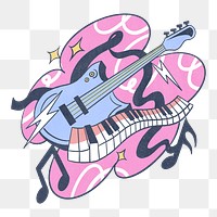 Png retro musical instruments illustration, transparent background