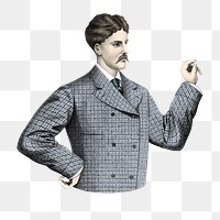 Victorian businessman png, vintage illustration, transparent background