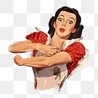 PNG Vintage woman hugging gesture illustration transparent background