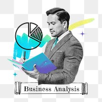 Business analysis word png graph collage remix, transparent background