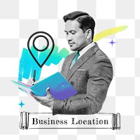 Business location word png CBD collage remix, transparent background