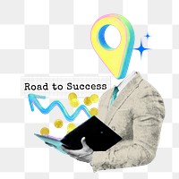 Business plan png road to success word collage remix, transparent background