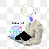 Internet word png online business collage remix, transparent background