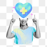 Healthcare png gradient heart collage remix, transparent background