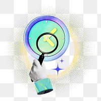 Time management png searching clock collage remix, transparent background