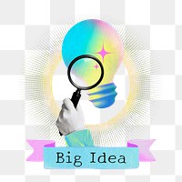 Big idea word png light bulb collage remix, transparent background