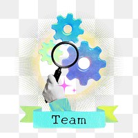 Team word png business gradient holographic collage remix, transparent background