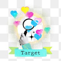 Target word png love searching collage remix, transparent background