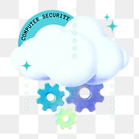Computer security word png cloud gradient holographic collage remix, transparent background