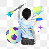 Gradient boy png child education collage remix, transparent background