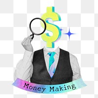 Money making word png financial plan collage remix, transparent background