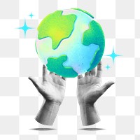 Save the world png environment conservation collage remix, transparent background