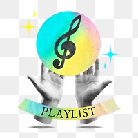 Playlist word png music collage remix, transparent background