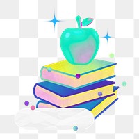 Education png stack of books collage remix, transparent background