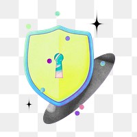 Cyber security png protective shield, transparent background