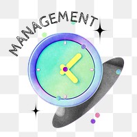 Time management png word collage remix, transparent background