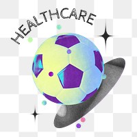 Healthcare word png gradient football collage remix, transparent background