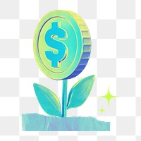 Money tree png gradient coin collage remix, transparent background