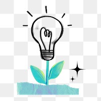 Light bulb doodle png creative ideas collage remix, transparent background