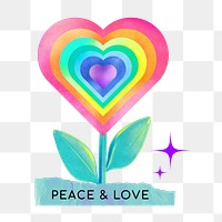 Peace & love word png LGBTQ+ support collage remix, transparent background