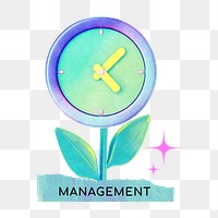 Time management png word collage remix, transparent background