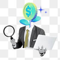 Financial audit service png business collage remix, transparent background