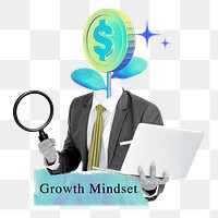 Growth mindset png business word collage remix, transparent background