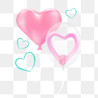 Heart balloons png Valentine's day, transparent background