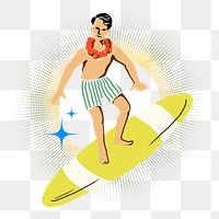 Surfing man png, Summer sport remix, transparent background