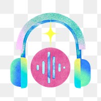 Colorful gradient png headphones, music remix, transparent background