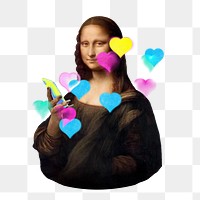 Mona Lisa png Leonardo da Vinci's artwork mixed media illustration, transparent background. Remixed by rawpixel.