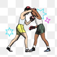 Boxing match png, people & sport illustration, transparent background
