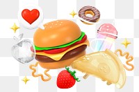 Food png collage remix, transparent background