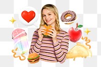 Food lover png collage remix, transparent background