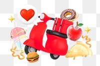 Food delivery png collage remix, transparent background