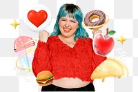 Food lover png collage remix, transparent background