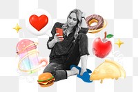 Food lover png collage remix, transparent background