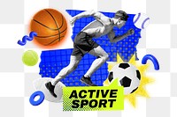 Active sport png collage remix, transparent background