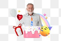 Happy Birthday png collage remix, transparent background