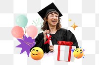 Graduation png collage remix, transparent background