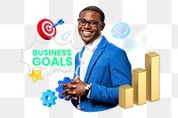 Business goals png collage remix, transparent background