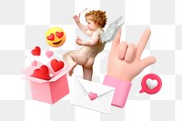 Cupid png collage remix, transparent background