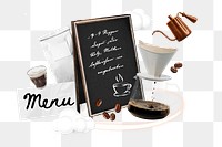 Coffee menu png collage remix, transparent background