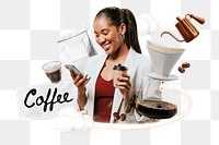 Coffee png collage remix, transparent background