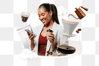 Coffee time png collage remix, transparent background