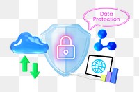 Data protection png collage remix, transparent background